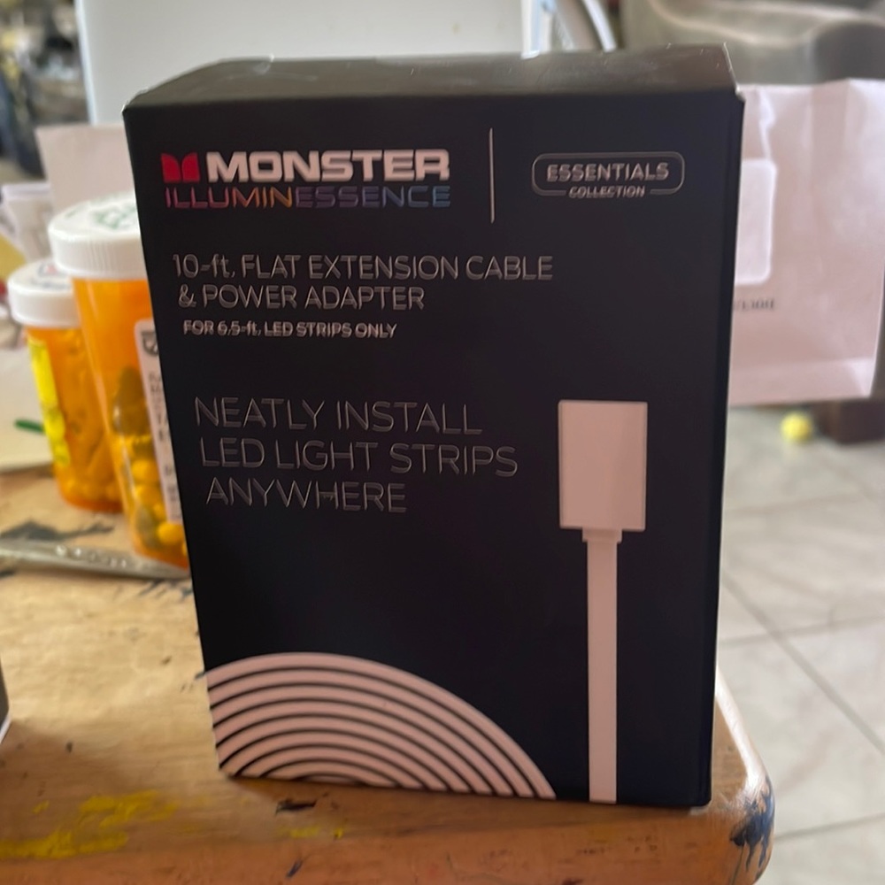 Monster illumined   ten ft flat extension light strips & and power adapter